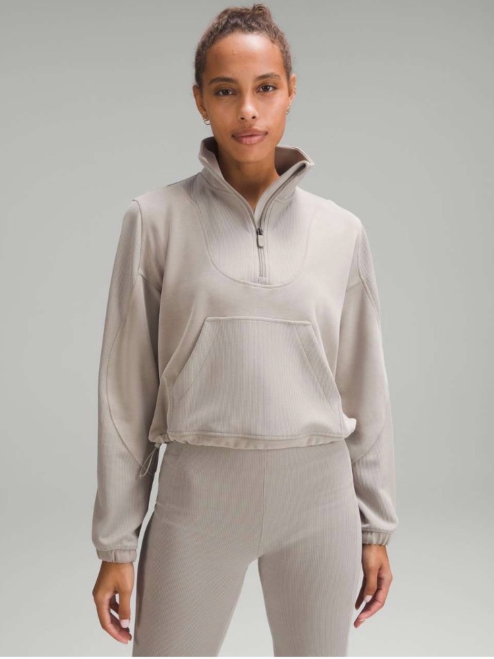 Lululemon Softstream Light Taupe Quartet Zip Pullover M